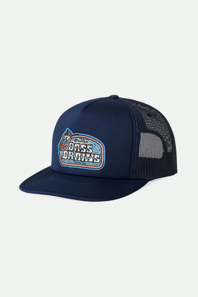 Brixton Men's Bass Brains Boat MP Trucker Hat - Washed Navy | Profile