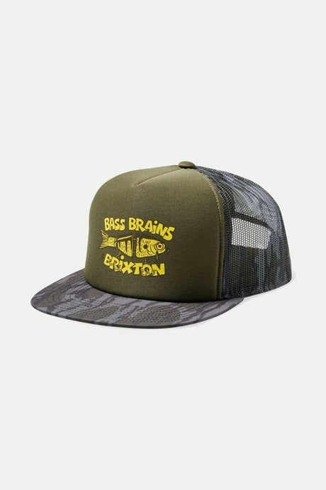 Brixton Men's Bass Brains Bait Netplus Trucker Hat - BB Camo | Profile