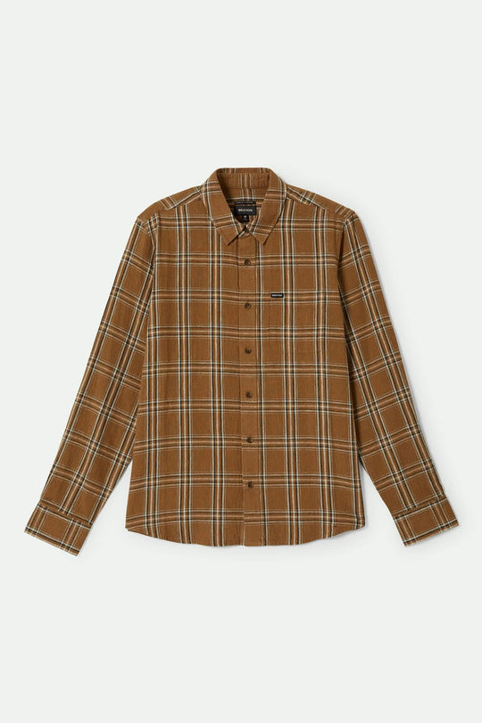 Men's Charter Linen Blend S/S Shirt in the color Washed Copper/Whitecap Plaid - Front Product View