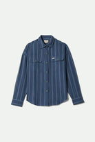 Women's Wandering L/S Overshirt in the color Berring Sea/White - Front Product View