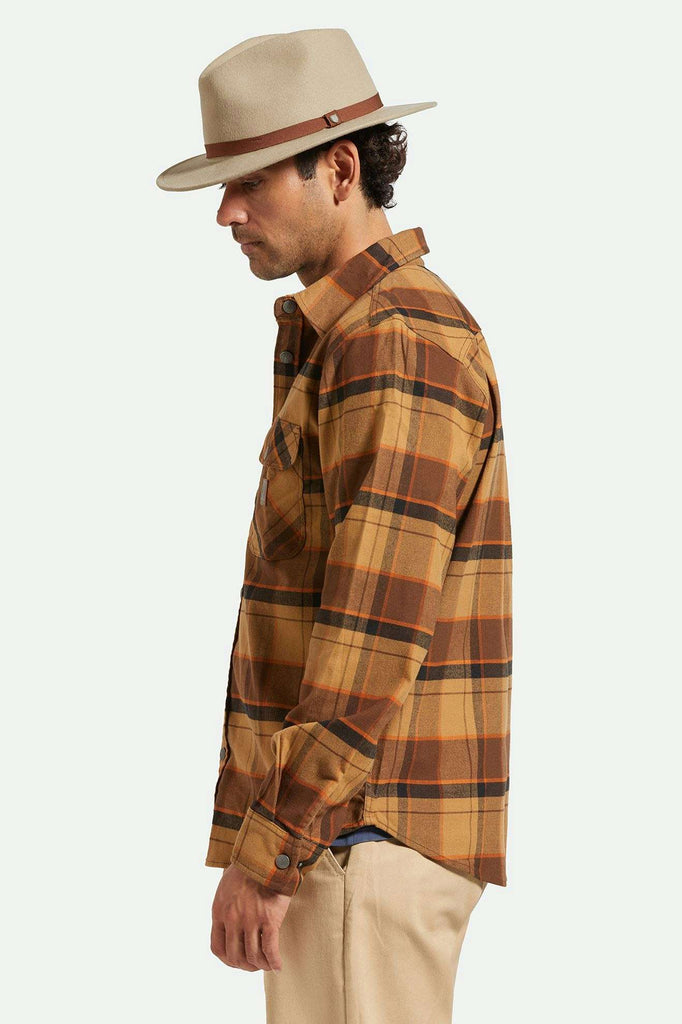 Brixton Unisex Messer Packable Fedora - Timberwolf/Light Brown | Men's Side Fit