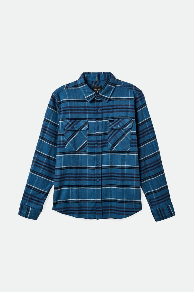Brixton Bowery Stretch Water Resistant Flannel - Ocean Blue/Washed Navy/Mineral Grey