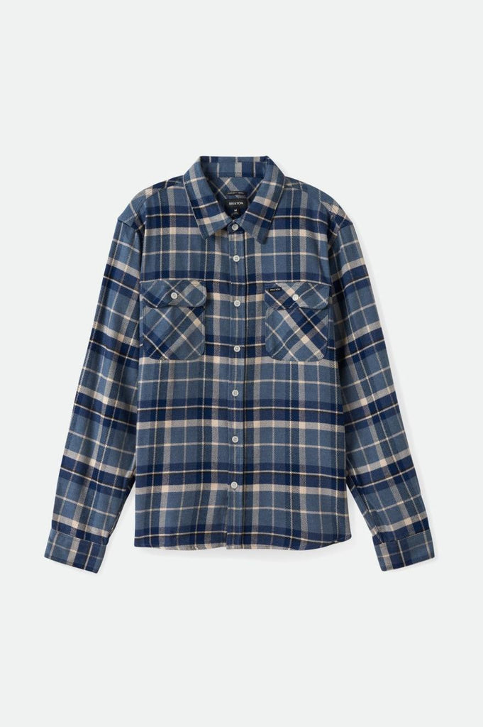 Brixton Bowery L/S Flannel - Flint Blue/Twilight Blue/Beige