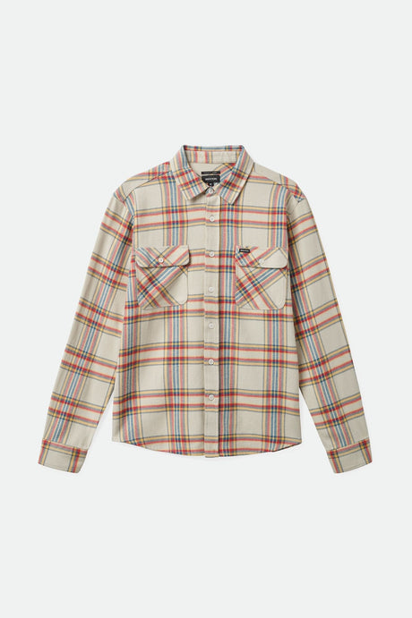 Brixton Men's Bowery Flannel - White Smoke/Yellow/Casa Red | Profile