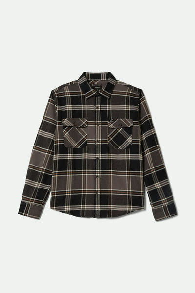 Men's Bowery Long Sleeve Flannel in Black/Charcoal/Pinecone