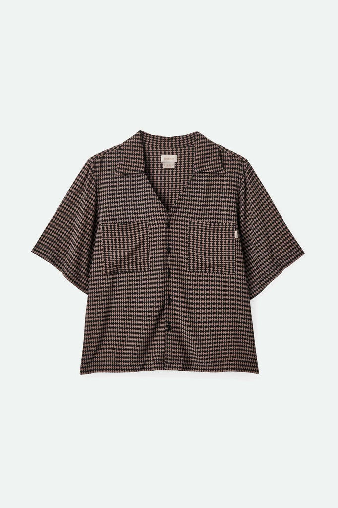 Brixton Women's Hudson Lounge S/S Woven Shirt - Washed Black/Cinder Grey Diamond Check | Main