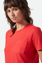 Women's Carefree Organic Garment Dye Perfect T-Shirt in the color Crimson - Additional Fit image