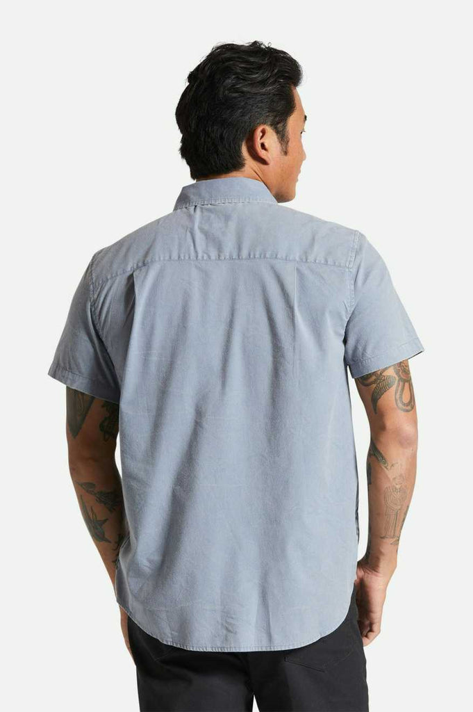 Men's Fit, Back View | Charter Sol Wash S/S Woven Shirt - Flint Stone Blue Sol Wash