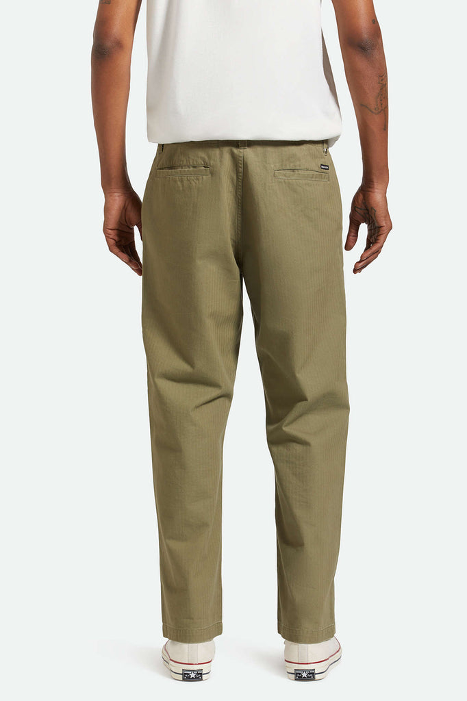 Men's Back Fit Image | Surplus Herringbone Relaxed Trouser Pant - Olive Surplus