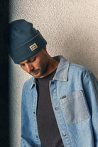 Men's Herringbone Lightweight Chore Coat in the color Light Wash Denim Herringbone - Men's Lifestyle image