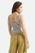 Women's The Abigail Tie Top in the color Worn In Robust Red Stripe - Women's Back View
