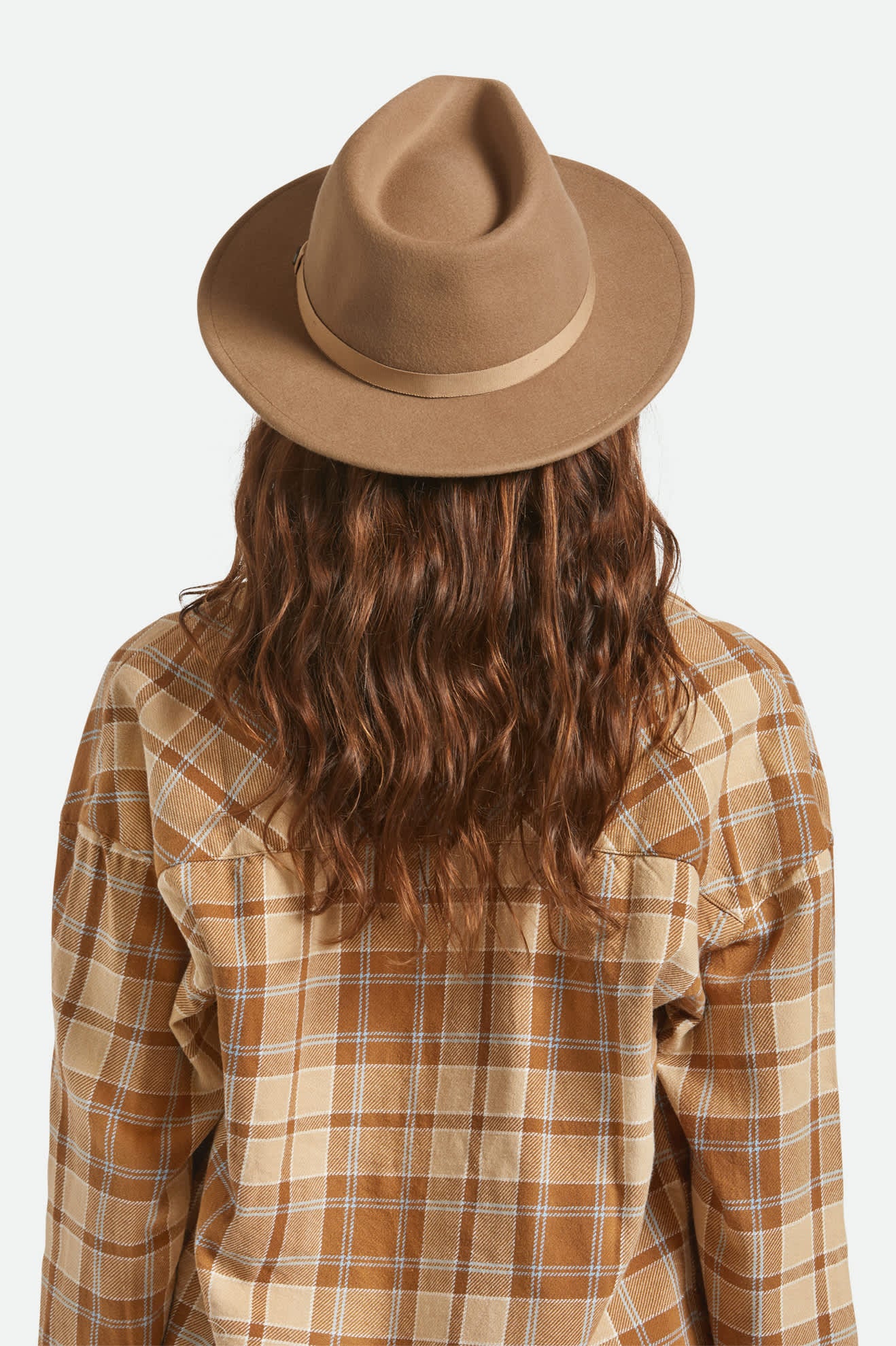 Unisex Messer Packable Fedora in the color Khaki/Khaki - Women's Back View