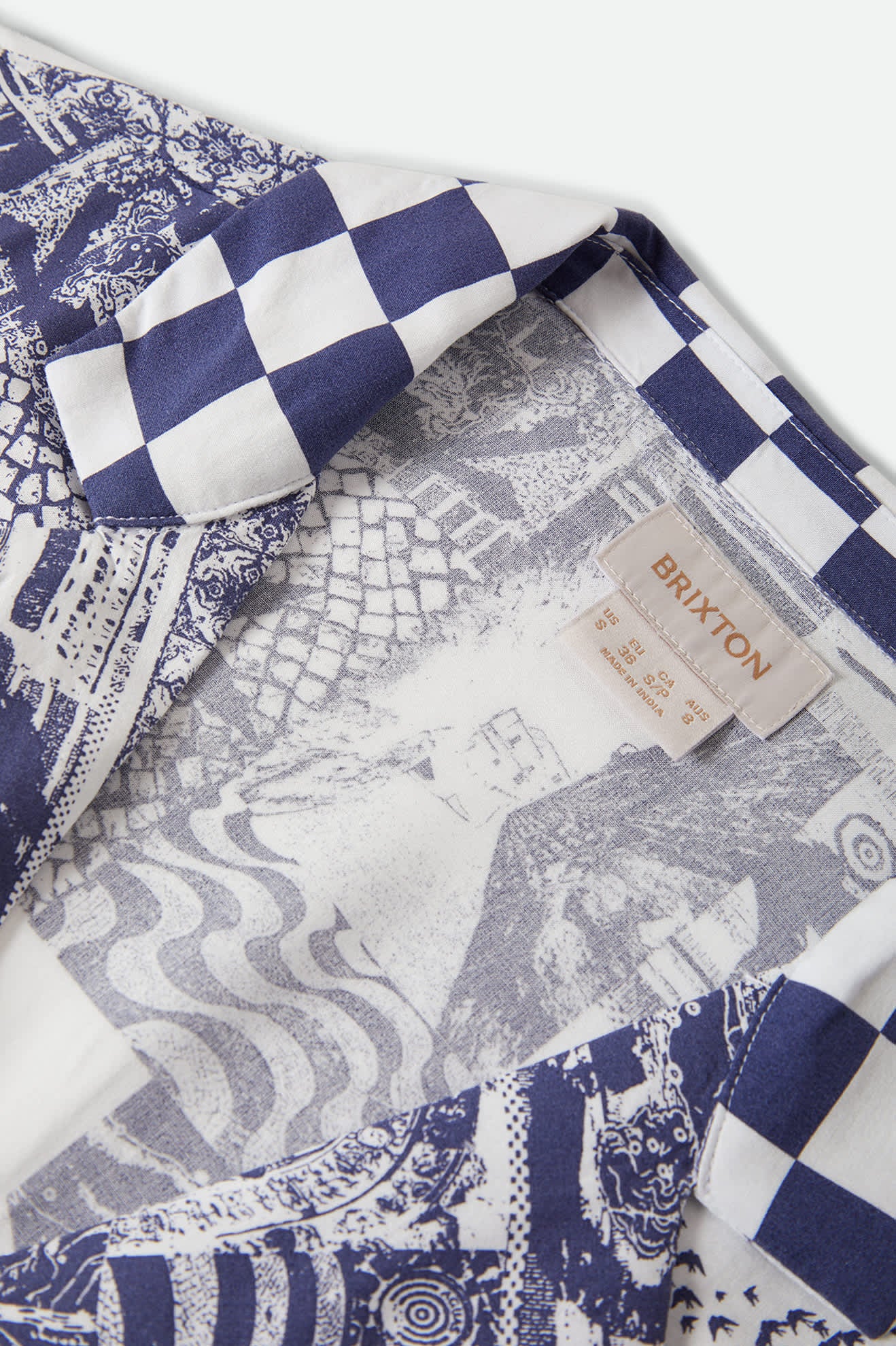 Women's The Omar Button Down Short Sleeve Shirt in the color Navy/White Collage - Additional Laydown image