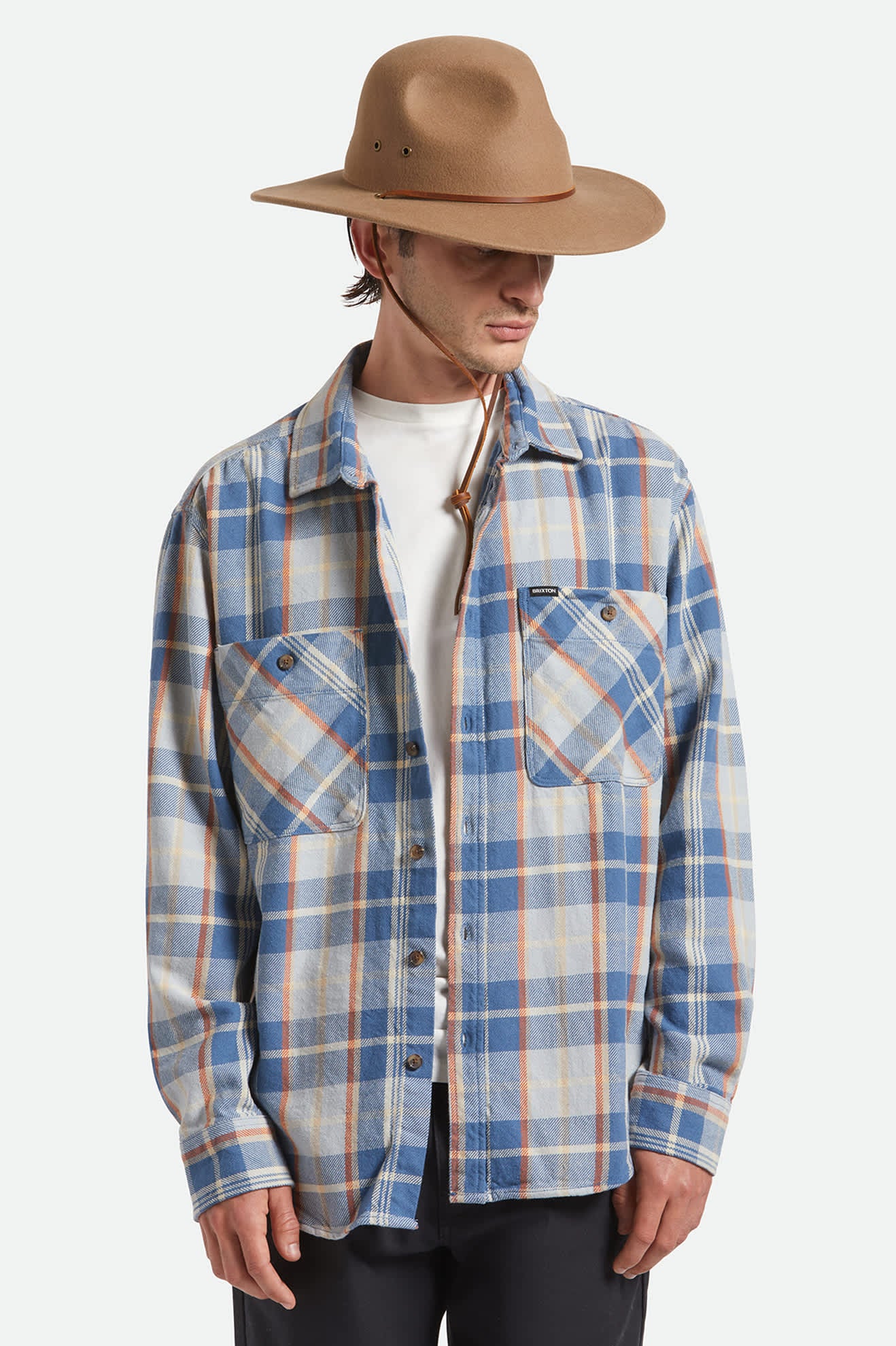 Unisex Cedar Packable WTHR GUARD™ Fedora in the color Khaki - Men's Front View