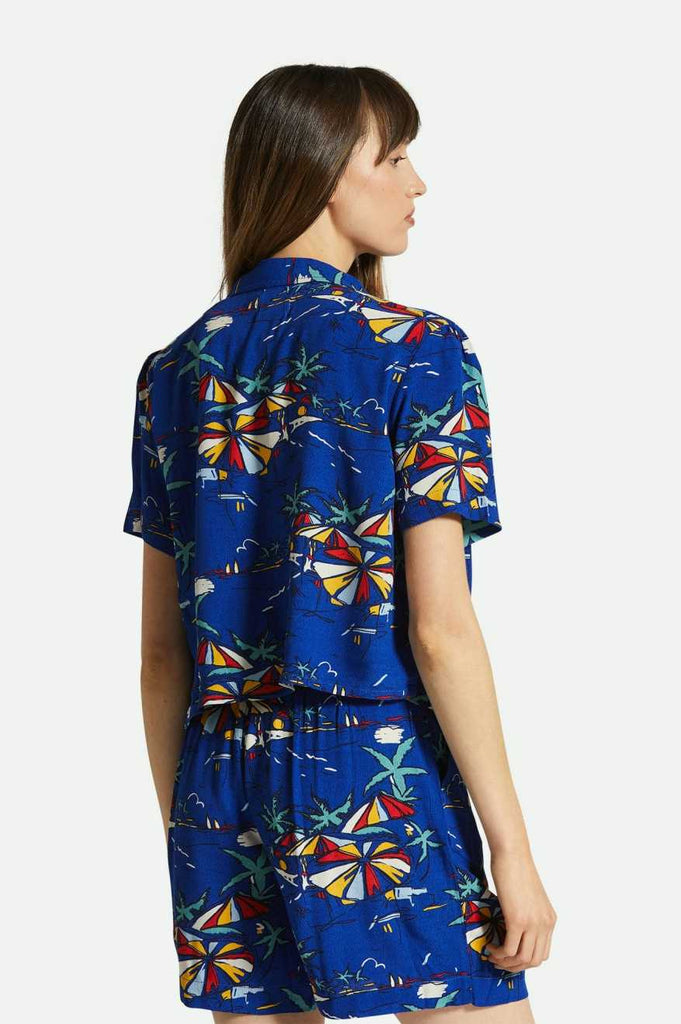 Women's Fit, Back View | Riviera S/S Woven Shirt - Surf The Web
