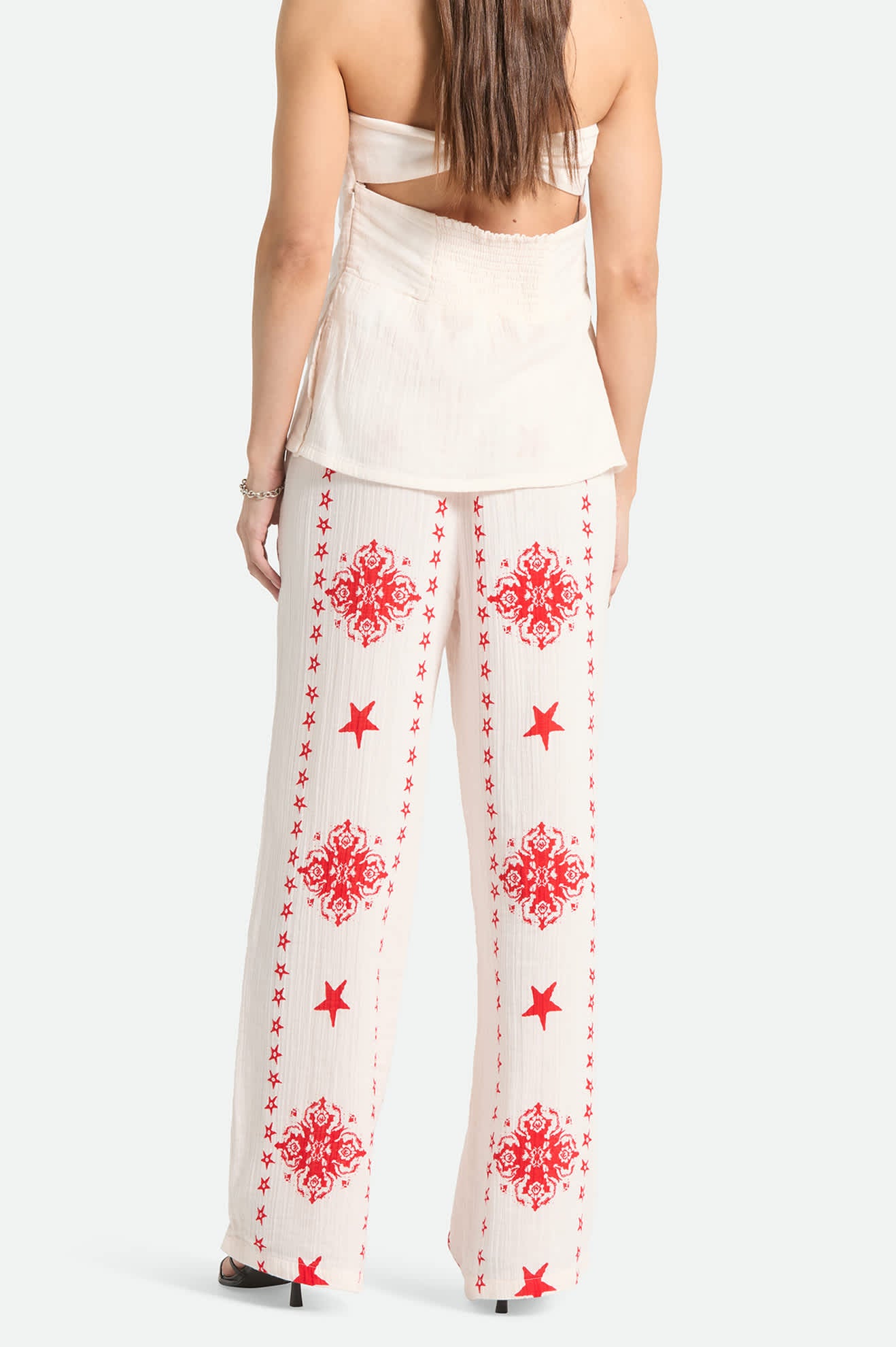 Women's The Lola Lounge Pant in the color Off White Tile - Women's Back View
