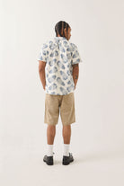 Men's Charter Print Shirt in the color Off White Pineapple - Men's Back View