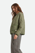 Women's Delilah Quilted Jacket in the color Olive Surplus - Women's Side View