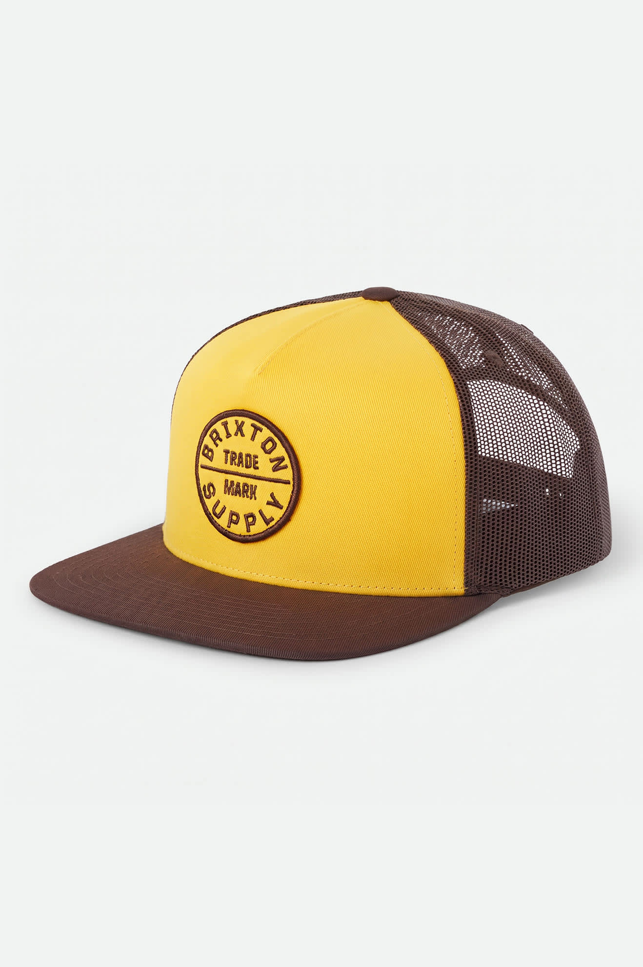 Unisex Oath Trucker Hat in the color Golden Hour/Coco - Front Product View