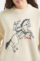 Women's Brixton Ranching Club Crew Sweater in the color Whitecap - Additional Fit image