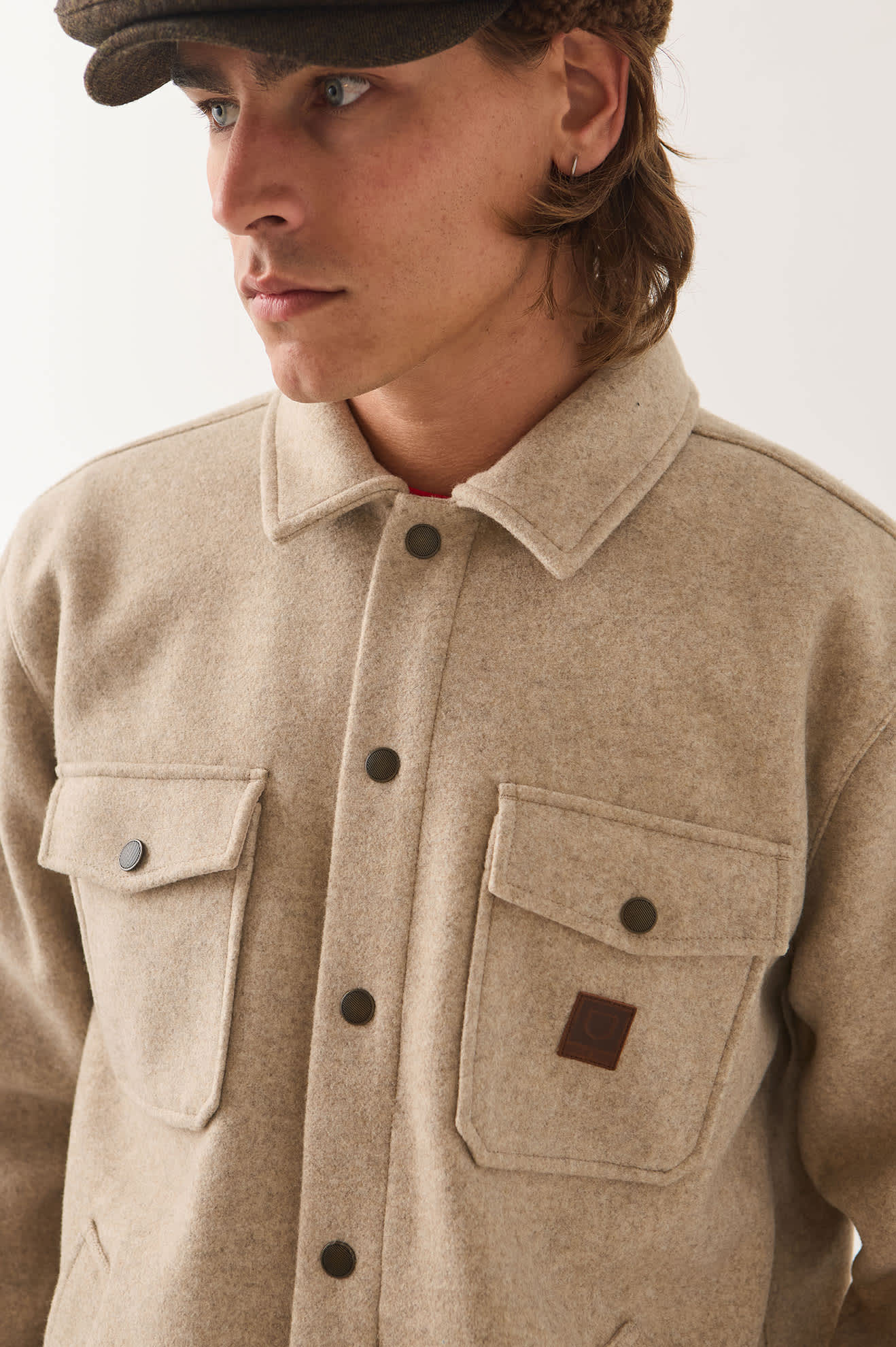 Men's Durham Felted Stretch Jacket in the color Oatmeal - Additional Fit image