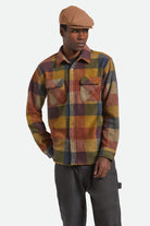 Men's Bowery Arctic Stretch Fleece in the color Rust/Copper Plaid - Men's Front View