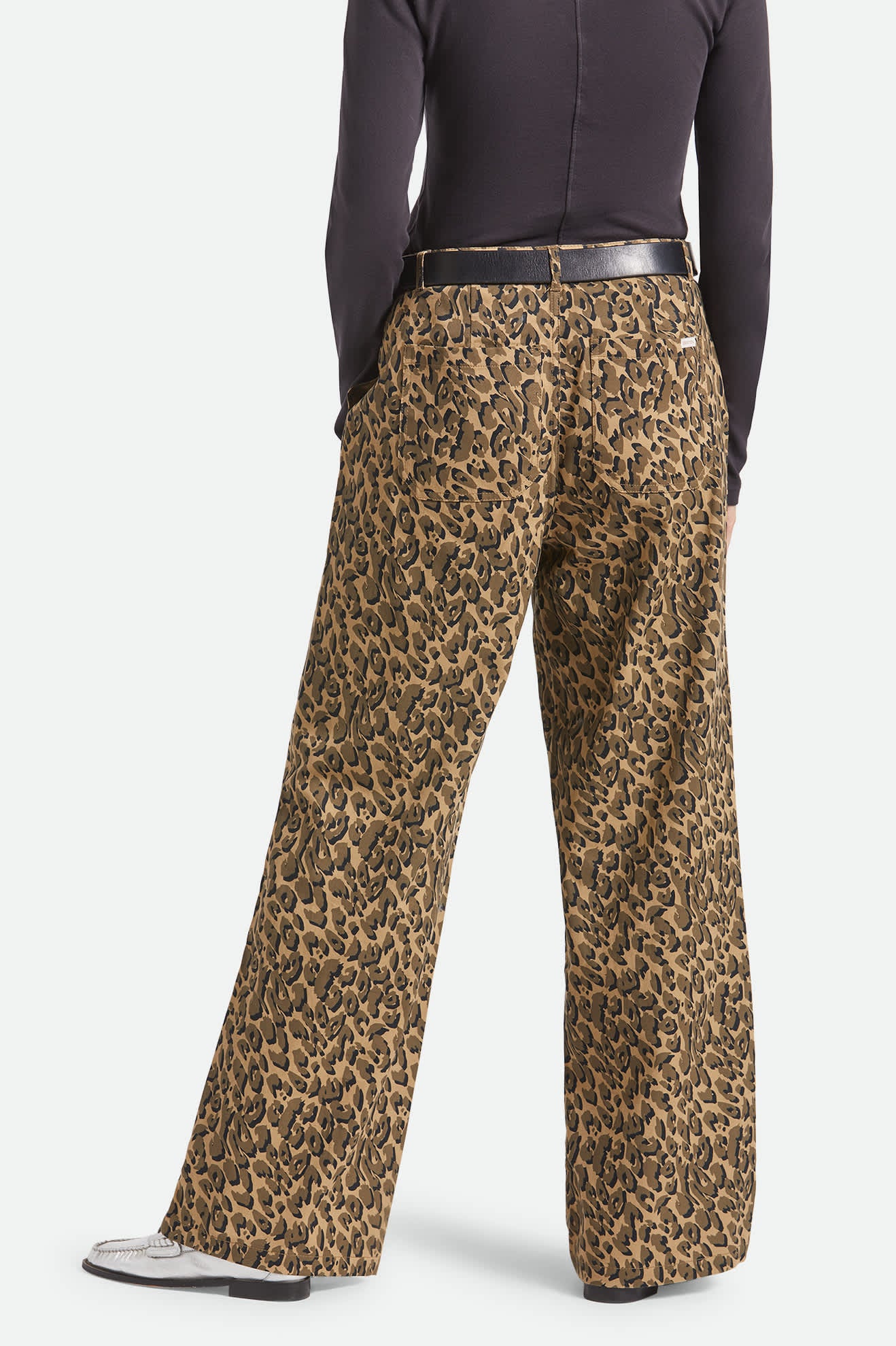 Women's Jane Utility Wide Leg Pant in the color Brown Cheetah - Women's Back View