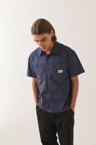 Men's Trademark Short Sleeve Shirt in the color Washed Navy - Men's Side View