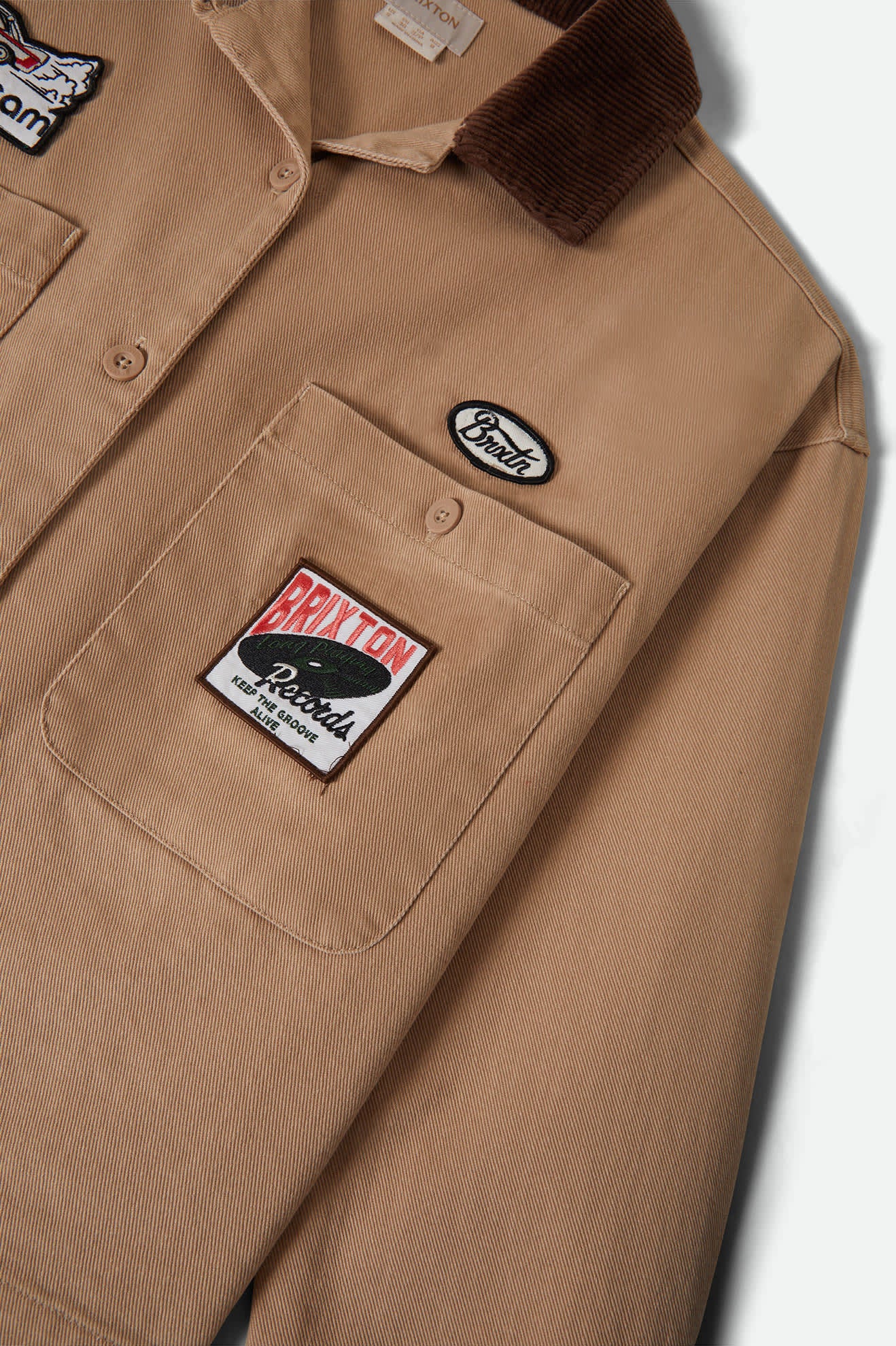 Women's Utopia Patchwork Overshirt in the color Washed Timeless Taupe - Additional Laydown image