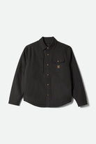 Men's Builders Stretch Flannel Lined Jacket in the color Washed Black/Red - Front Product View