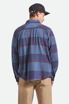 Men's Bowery Flannel in the color Bering Sea/Mood Indigo/Adrenaline Rush - Men's Back View