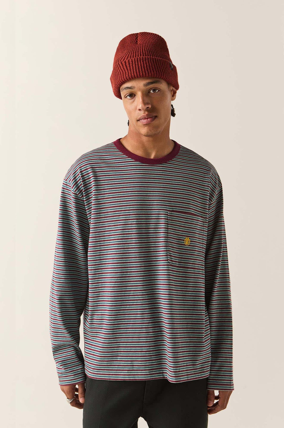 Men's Century Knit Top in the color Ultra Marine Stripe - Men's Front View