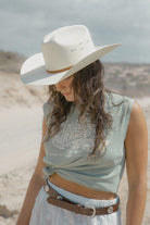 Women's Brixton Ranch Muscle Tank in the color Sage Green - Women's Lifestyle image