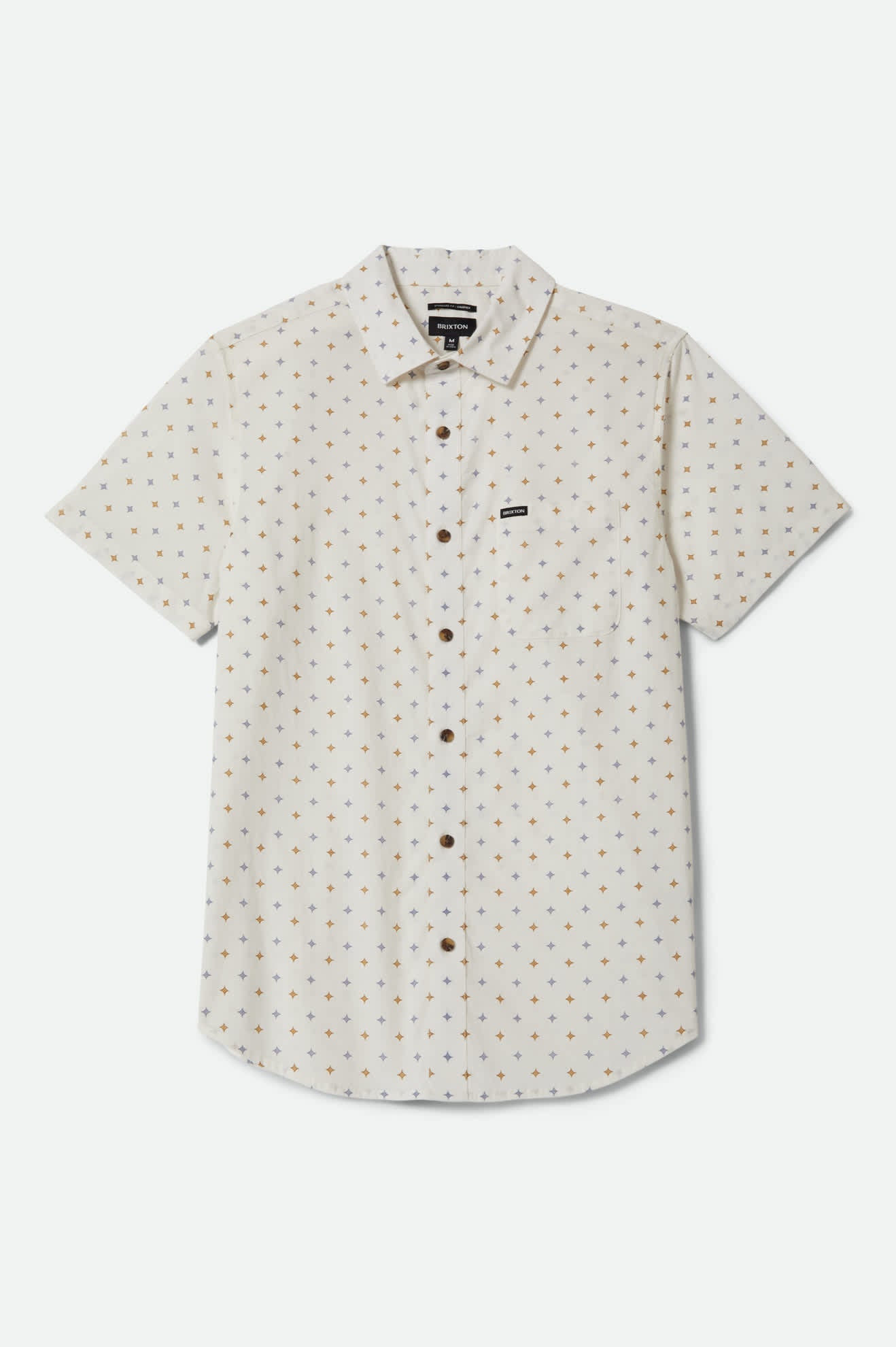 Men's Charter Print Short Sleeve Shirt in the color Off White/Multi Diamond Tile - Front Product View