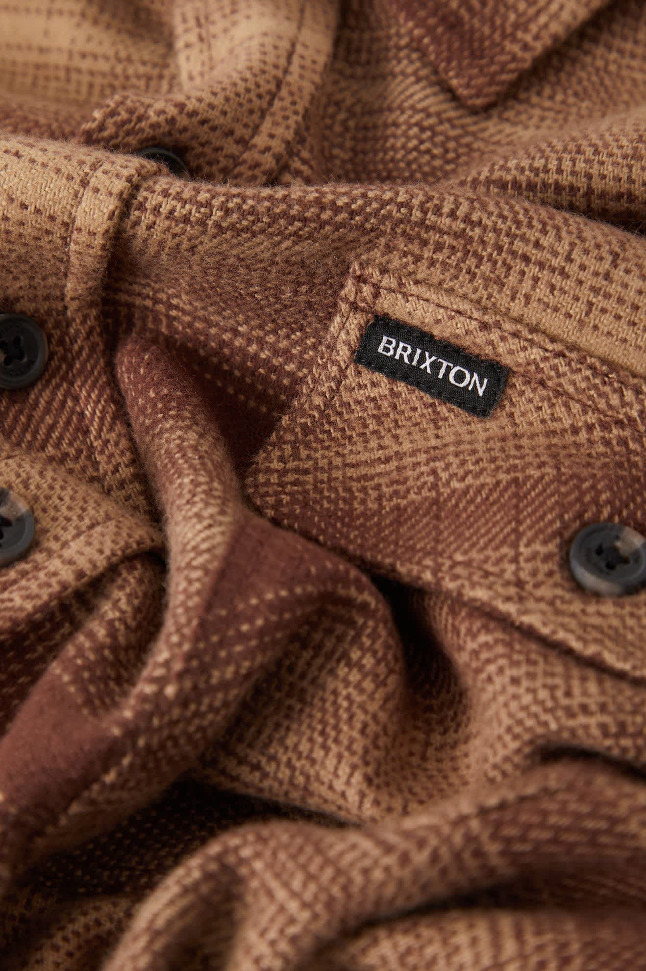 Men's Bowery Flannel in the color Chocolate/Khaki - Additional Laydown image