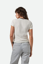 Women's Aces Fitted Crew T-Shirt in the color Off White/Black - Women's Back View