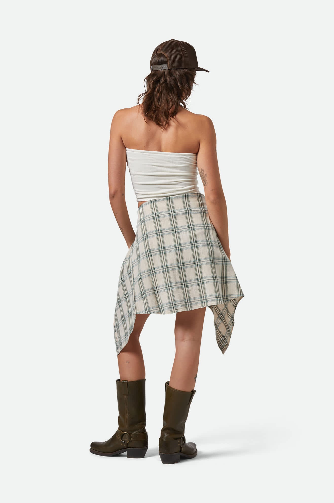 Women's Crinkle Tube Top in the color Off White - Women's Back View