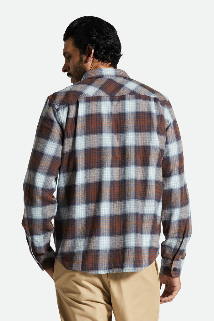 Men's Fit, Back View | Bowery Lightweight Ultra Soft Flannel - Washed Navy/Dusty Blue