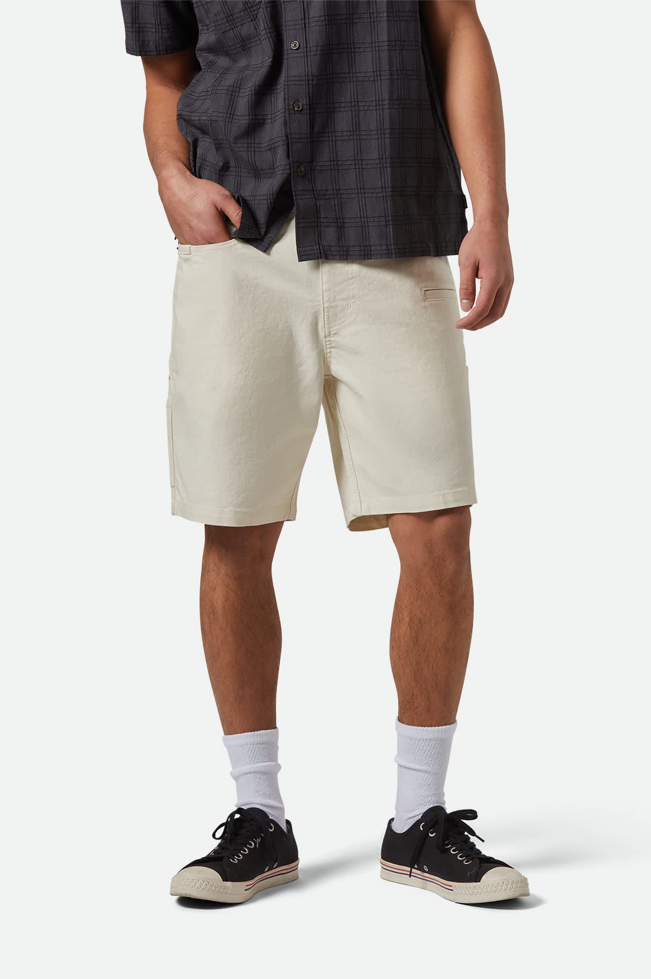 Men's Builders Carpenter Baggy Short in the color Egret White - Men's Front View