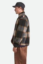 Men's Buffalo Plaid Sherpa Full Zip in the color Black/Cream - Men's Side View