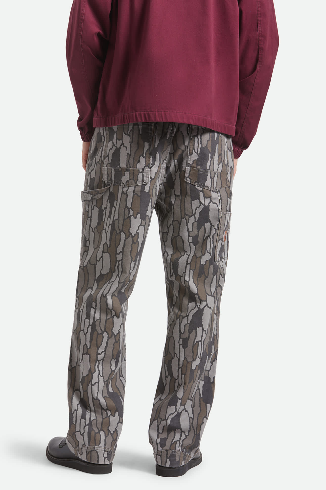 Men's Builders Carpenter Stretch Pant in the color Bark Camo - Men's Back View
