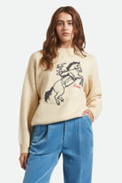 Women's Brixton Ranching Club Crew Sweater in the color Whitecap - Women's Front View
