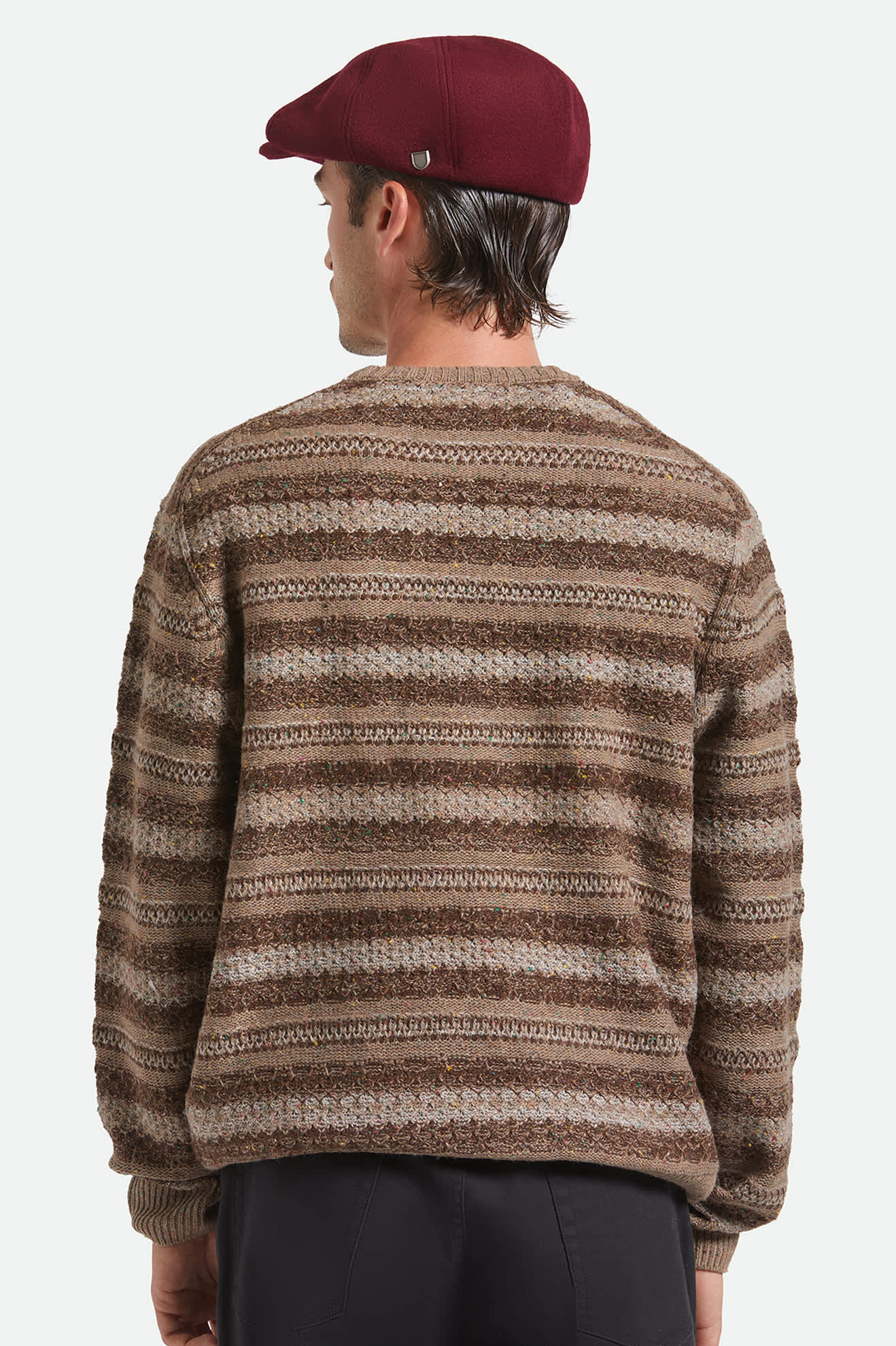 Unisex Brood Newsboy Cap in the color Port - Men's Back View