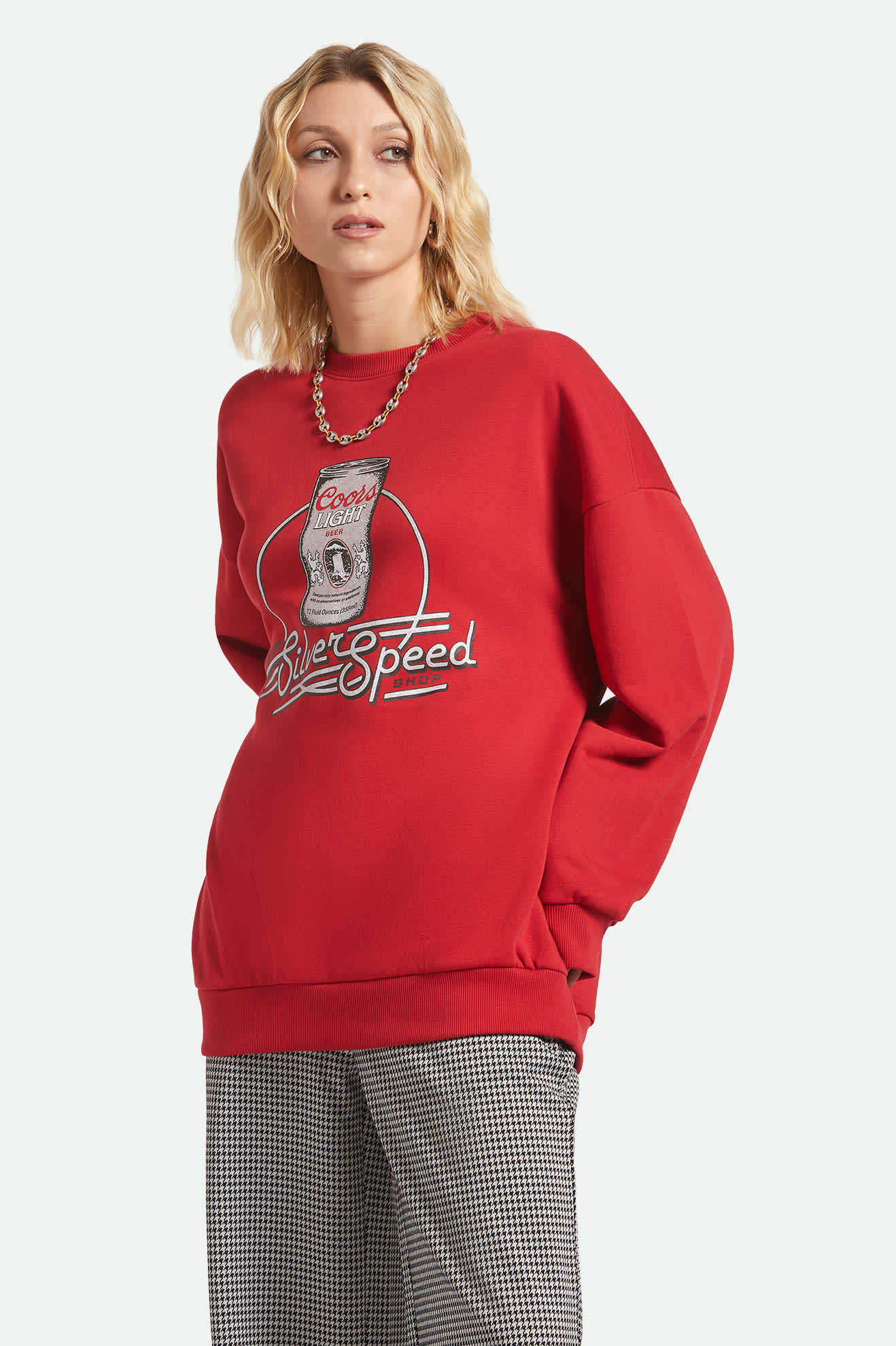 Women's Coors Light Caster Crew in the color Coors Red - Women's Side View