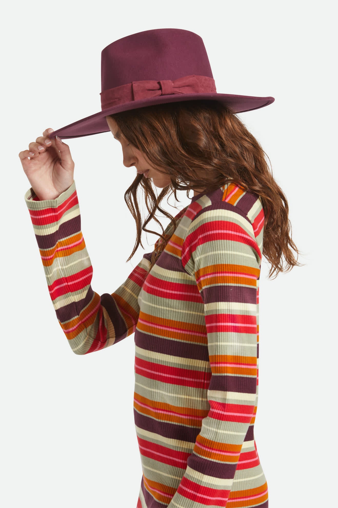 Women's Layton Comfort Fedora in the color Port/Port - Women's Side View
