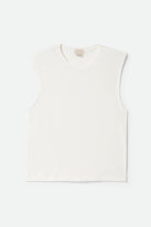 Women's Carefree Organic Garment Dye Muscle Tank in the color Off White - Front Product View