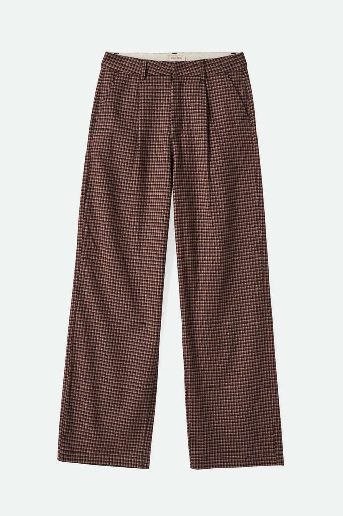 Brixton Women's Ludlow Trouser Pant - Pinecone Brown Houndstooth | Main