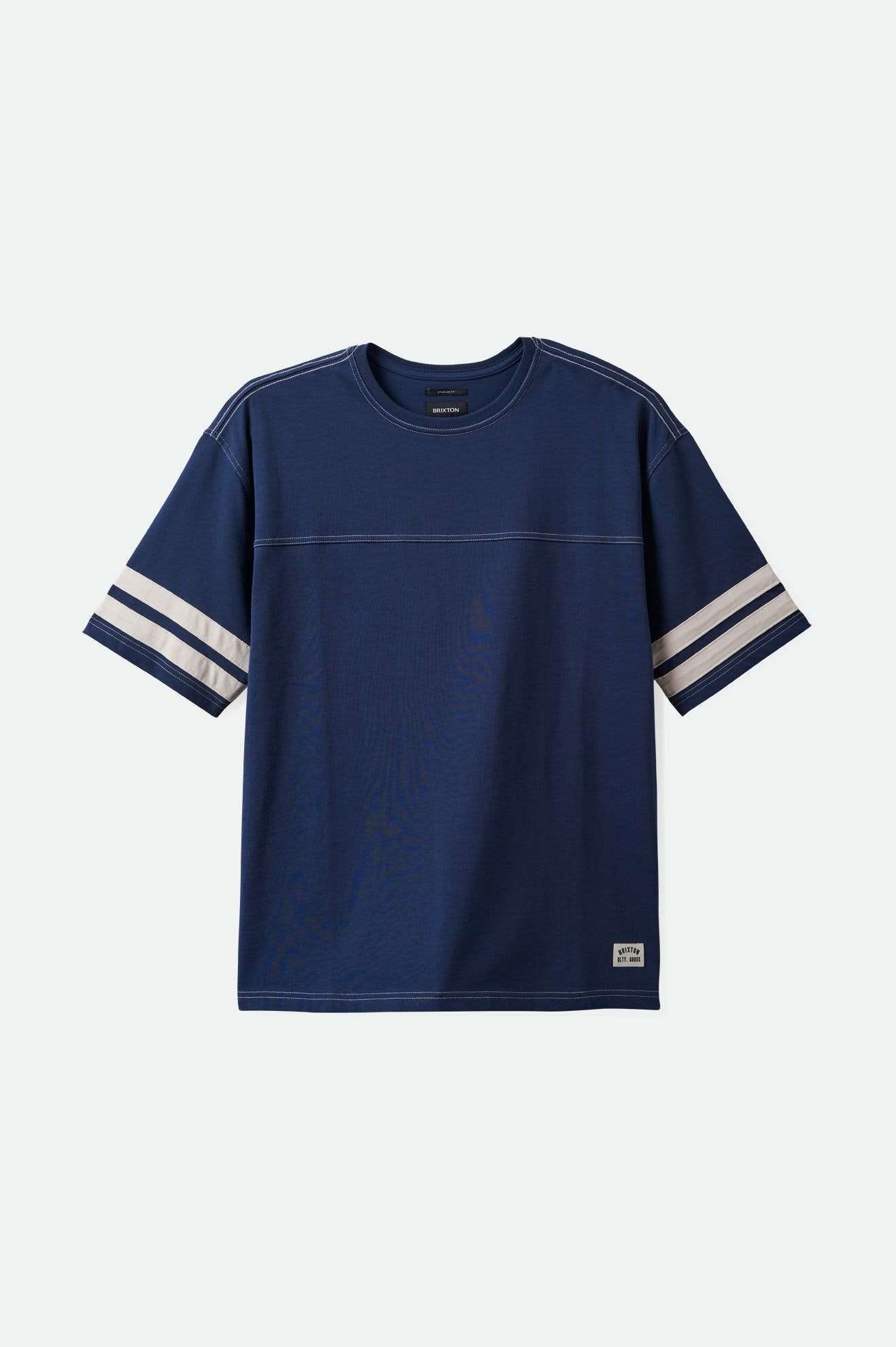 Brixton Men's Varsity Heavyweight Football T-Shirt - Washed Navy | Main