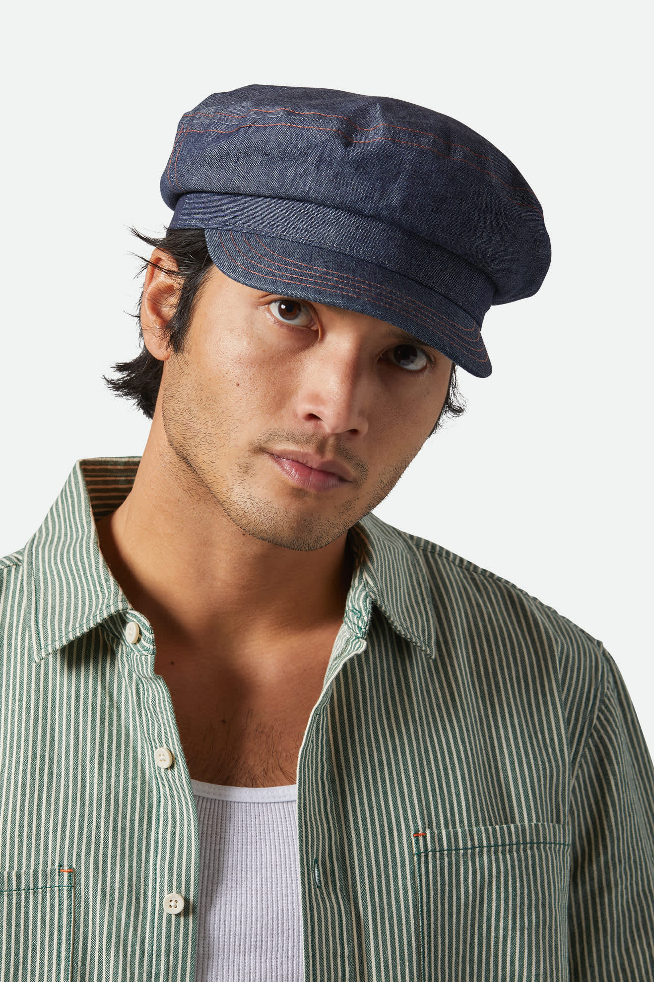 Unisex Assembly Fiddler Fisherman Cap in the color Indigo - Men's Front View