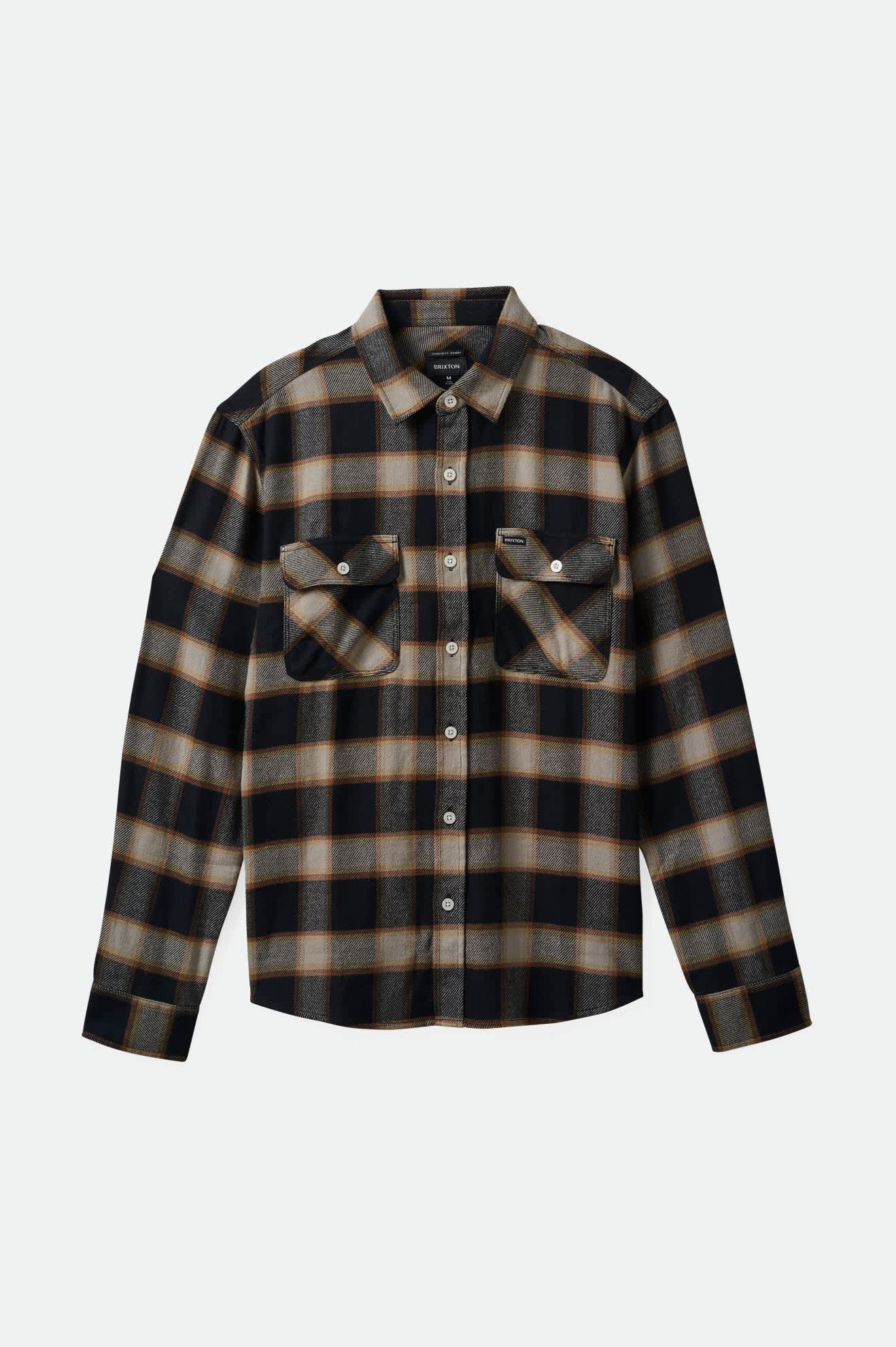 Men's Bowery Flannel in the color Black/Cream - Front Product View